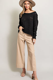 Black Distressed Slouchy Sweater