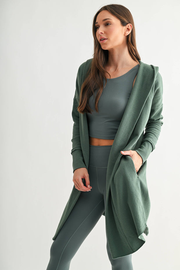 Open Front Longline Hoodie Cardigan