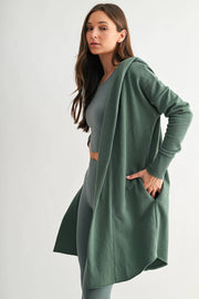 Open Front Longline Hoodie Cardigan