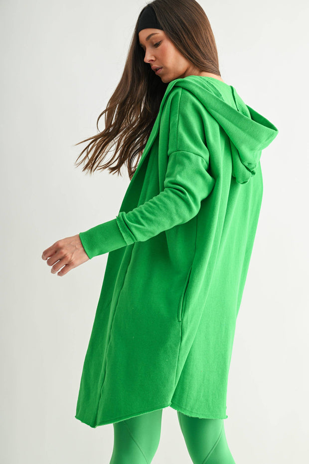 Open Front Longline Hoodie Cardigan