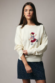 LONG SLEEVE BEAR SKATER GRAPHIC SWEATER