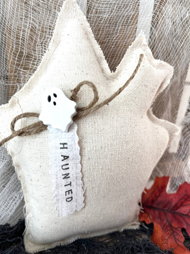 Halloween Haunted House Mini Pillow | Home Decor: Black