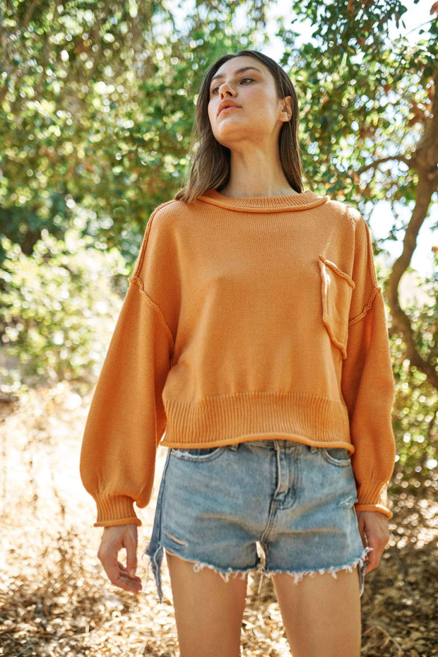 Mello. - Round Neck Sweater: Tan / M