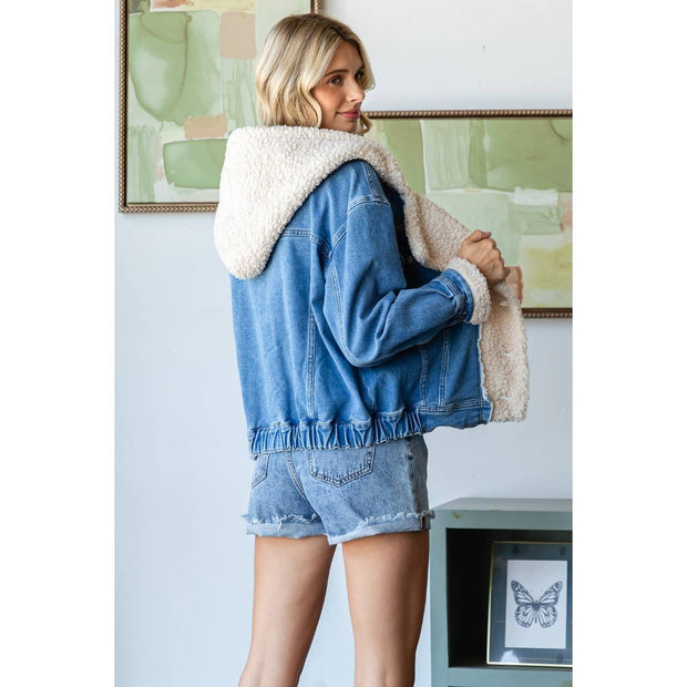 Sherpa Hooded Denim Jacket