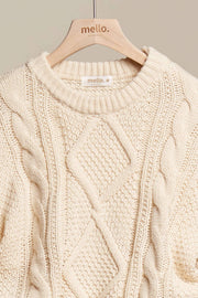 Cable Knit Drawstring Bottom Sweater