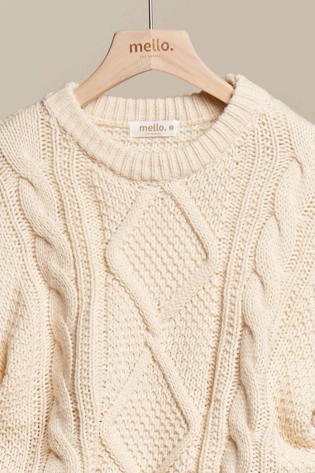 Cable Knit Drawstring Bottom Sweater