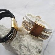 The Pretty Jewellery - Crystal Heart With Magnetic Snap Bracelet: Black