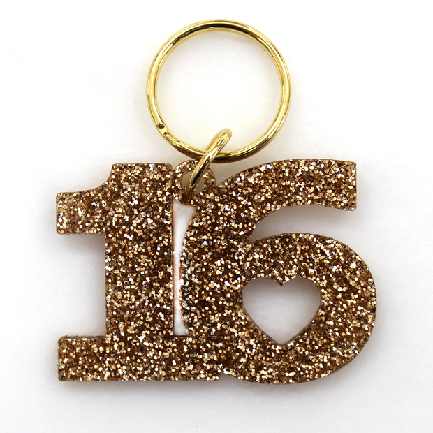 Glitter Keychain - Shape - SWEET 16