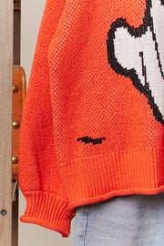 Halloween Spooky but Sweet Face Ghost Knit Sweater