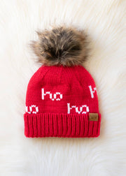 Panache Apparel Co. - Red & White Ho Ho Ho Pom Hat