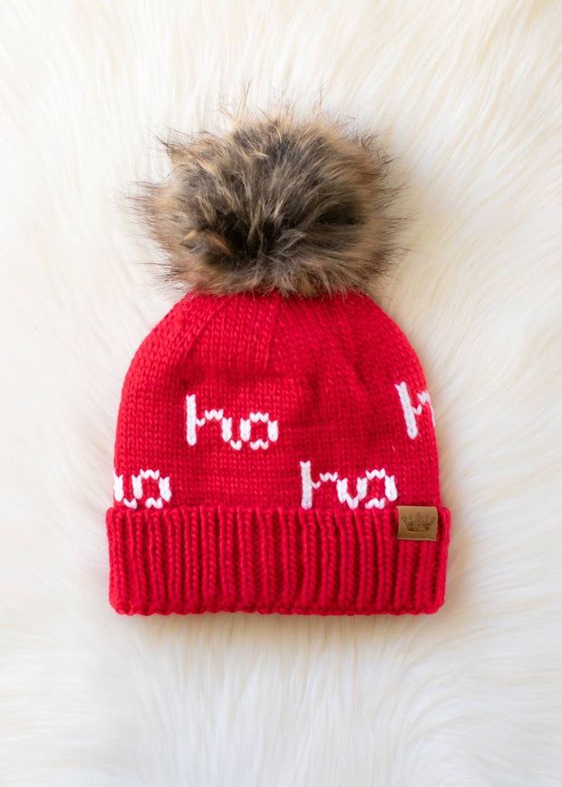 Panache Apparel Co. - Red & White Ho Ho Ho Pom Hat