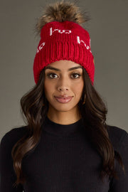 Panache Apparel Co. - Red & White Ho Ho Ho Pom Hat
