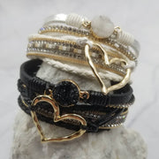 The Pretty Jewellery - Crystal Heart With Magnetic Snap Bracelet: Black