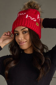 Panache Apparel Co. - Red & White Ho Ho Ho Pom Hat