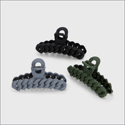 KITSCH - Eco-friendly Chain Claw Clip 3pc Set - Black/Moss