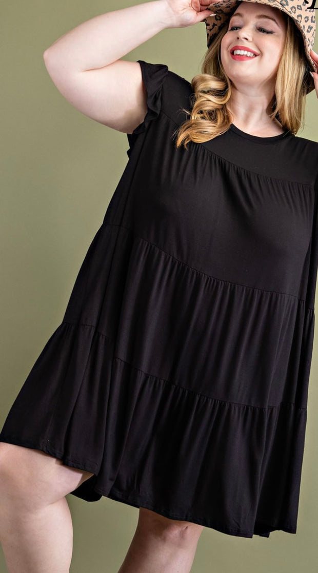 Black Tiered Knit Dress