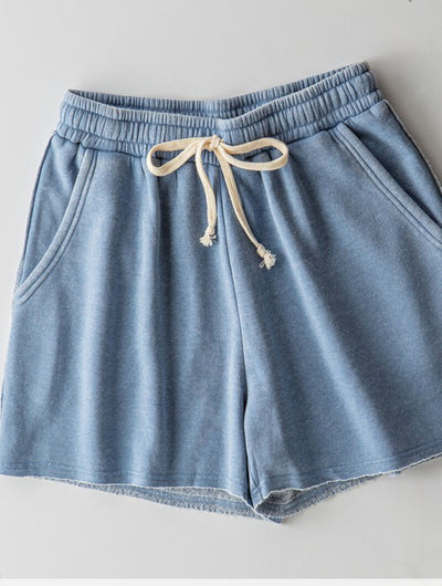 Soft Blue Terry Lounge Shorts