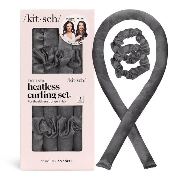 KITSCH - Satin Heatless Curling Set - Charcoal