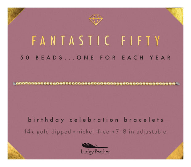 Lucky Feather - Milestone Birthday Bracelet - GOLD - FIFTY