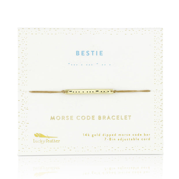 Lucky Feather - Morse Code Bar Bracelet - BESTIE