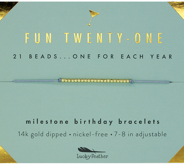 Lucky Feather - Milestone Birthday Bracelet - GOLD - Twenty-One