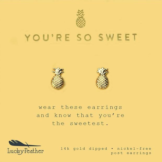 Lucky Feather - New Moon Gold Earrings - SWEET/PINEAPPLE