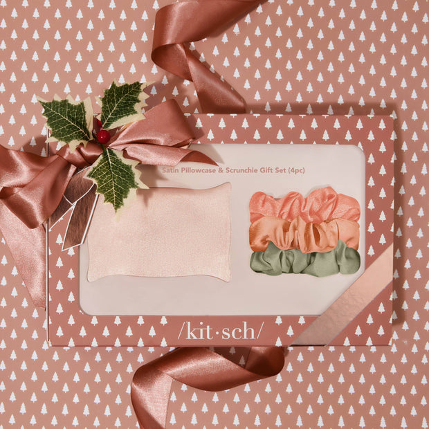 KITSCH - Holiday Satin Pillowcase & Scrunchie 4pc Gift Set