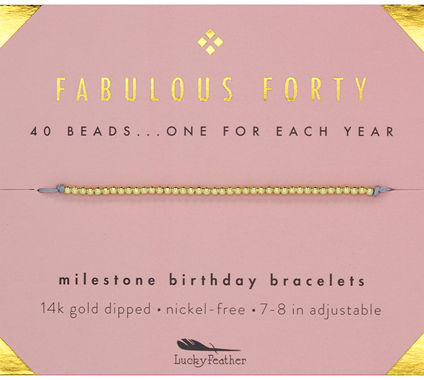 Lucky Feather - Milestone Birthday Bracelet - GOLD - Forty