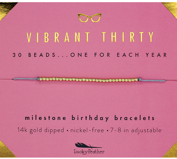 Lucky Feather - Milestone Birthday Bracelet - GOLD - Thirty