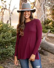 Wine long sleeve tunic top