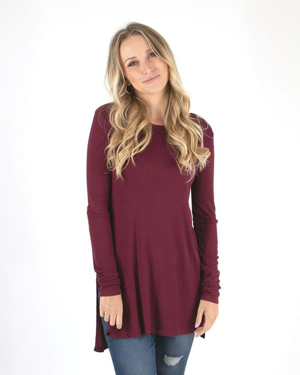 Wine long sleeve tunic top