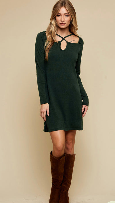 Holiday Green Cut Out Dress