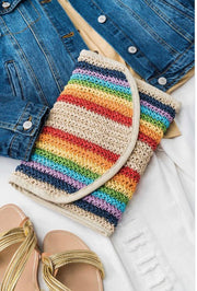 Rainbow straw clutch
